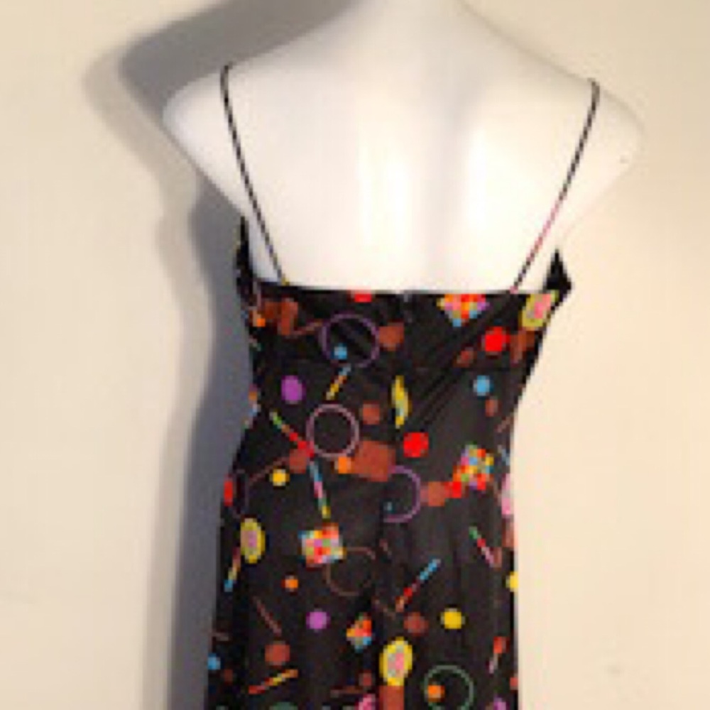 Vintage Jonathan Logan Black Geometric Print Spaghetti Strap Maxi Dress - Picture 3 of 6